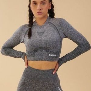 Gymshark long sleeve grey ombre crop